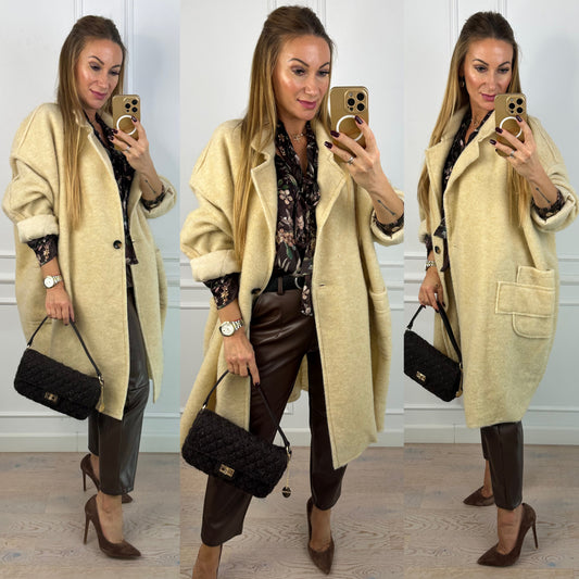 Płaszcz z wełną AYANN / CREAM