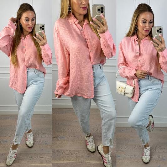 Koszula z wiskozą KAMELA / KORALOWA