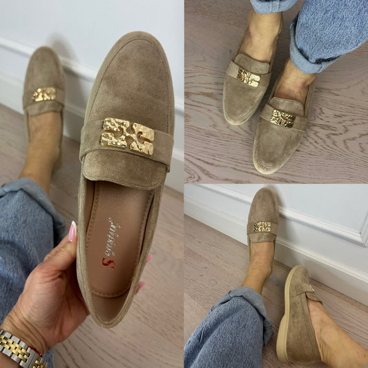 Mokasyny z eko zamszu SWANN / KHAKI