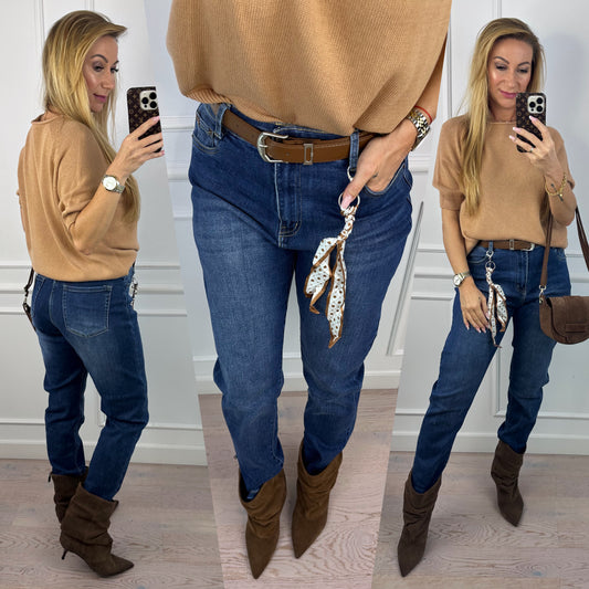 Jeansy MOM FIT LINDE / NIEBIESKIE