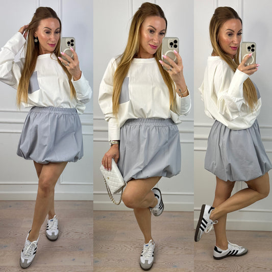 Komplet z bawełną ALISHA / KREMOWO-SZARY