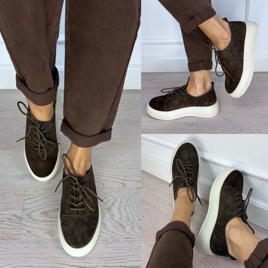 Skórzane buty ALVA / CZEKOLADOWE