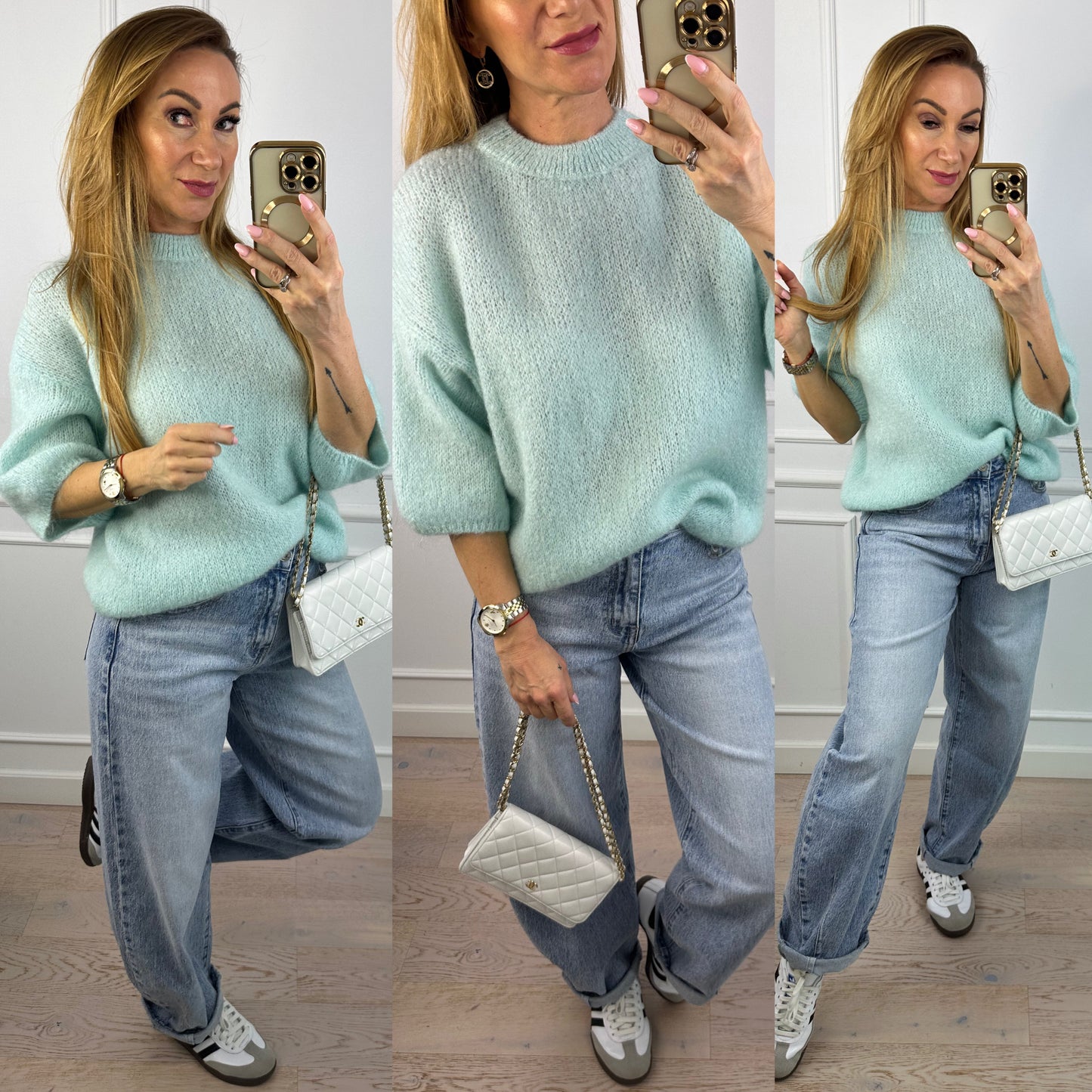 Sweter z wełną i moherem KEYSTONE / TURKUSOWY