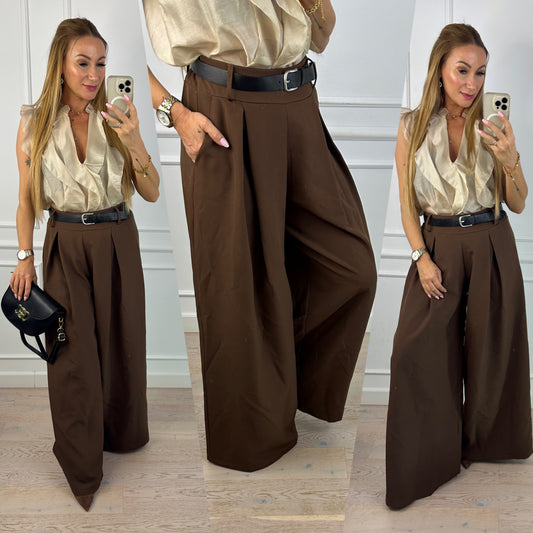 Spodnie WIDE LEG FALKE / BRĄZOWE