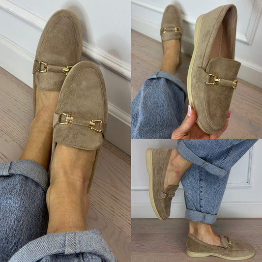 Mokasyny z eko zamszu SLANDY / KHAKI