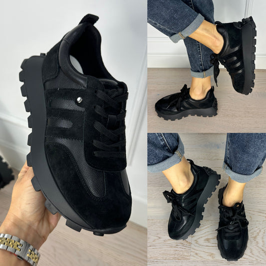 Skórzane buty sportowe NEO / CZARNE