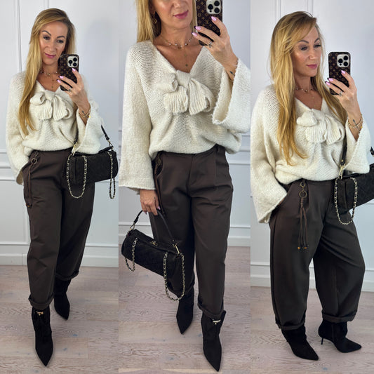 Sweter z kokardą SONYA / KREMOWY