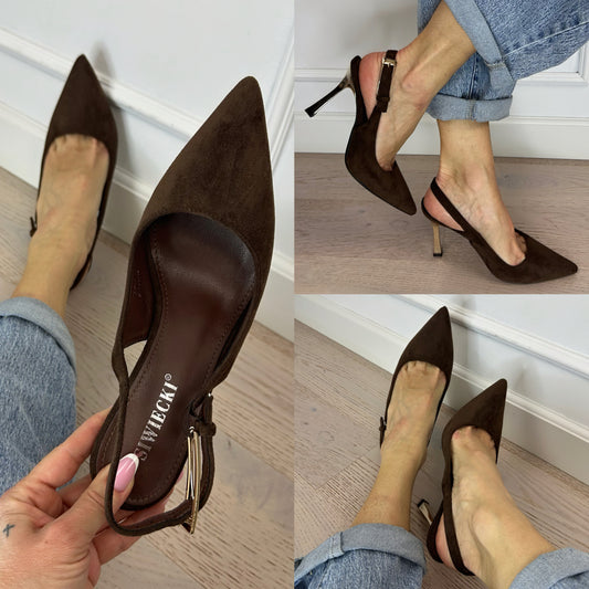 Buty z eko zamszu SOFI / CZEKOLADOWE