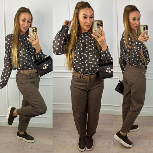 Bluzka w groszki HALMA / CZEKOLADOWA