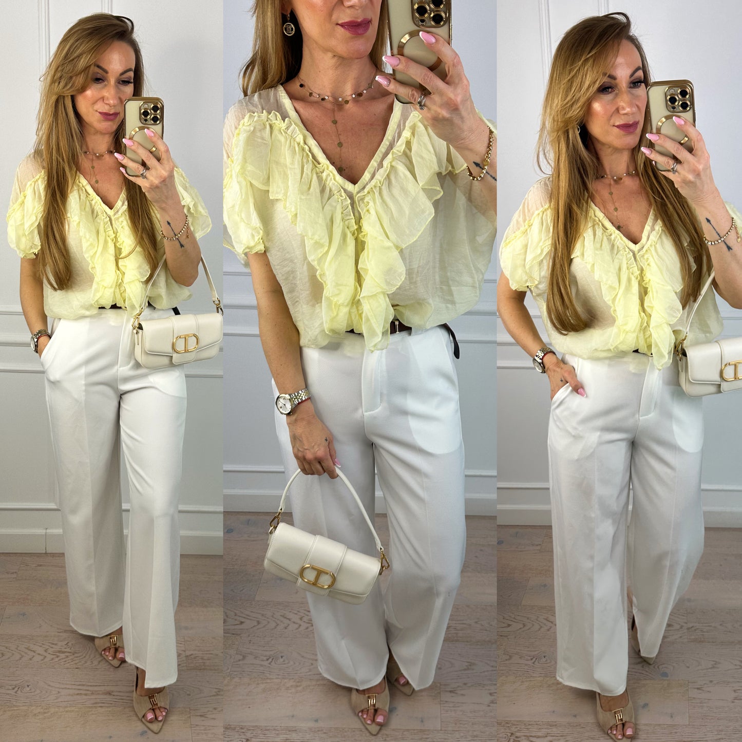 Bluzka z falbanami LOMMA / ŻÓŁTA