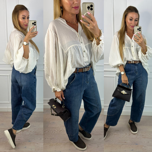 Bluzka z tencelu ISALIE / KREMOWA