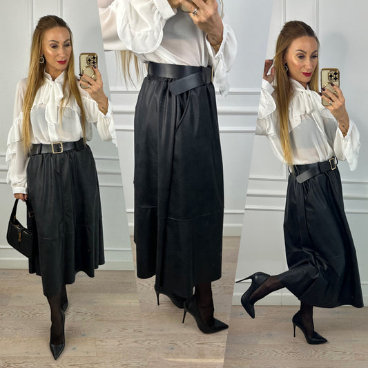 Spódnica z eko skóry CAYLA / CZARNA