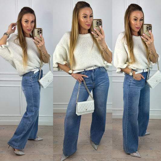 Sweter z wiskozą DEFINE / ŚMIETANKOWY