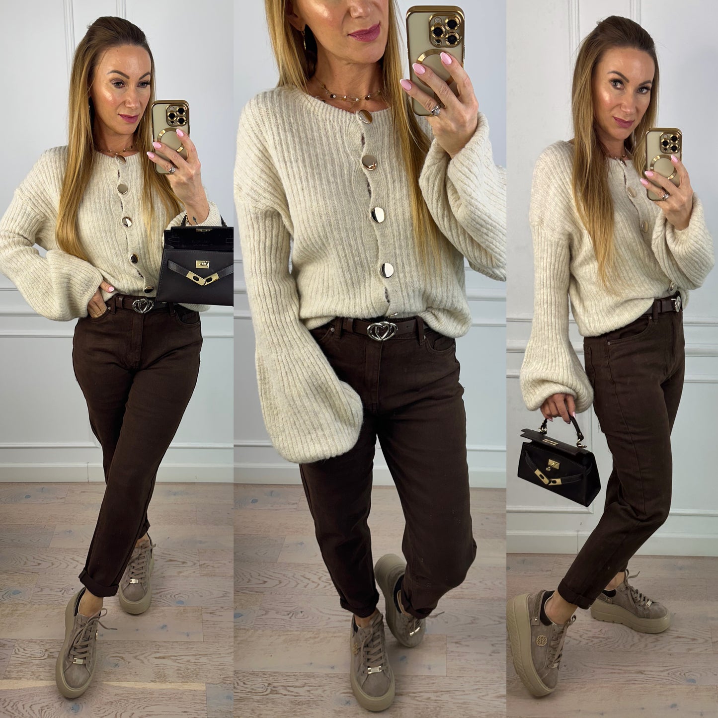 Rozpinany sweter JOLY / BEŻOWY