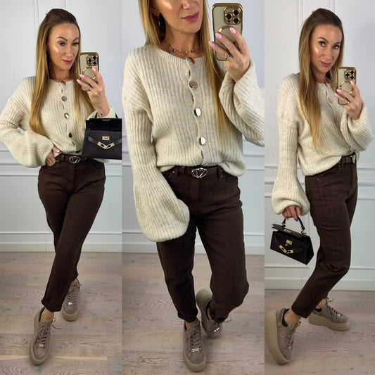 Rozpinany sweter JOLY / BEŻOWY
