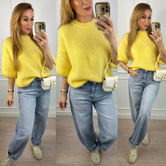 Sweter z wełną i moherem KEYSTONE / ŻÓŁTY
