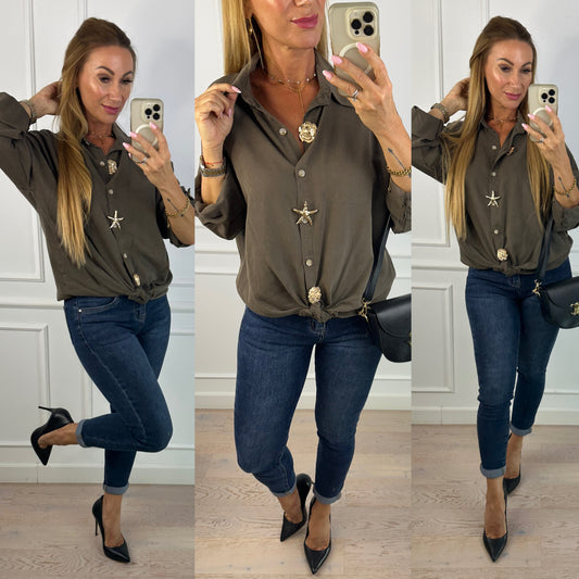 Koszula z bawełny WHITNEY / CZEKOLADOWA