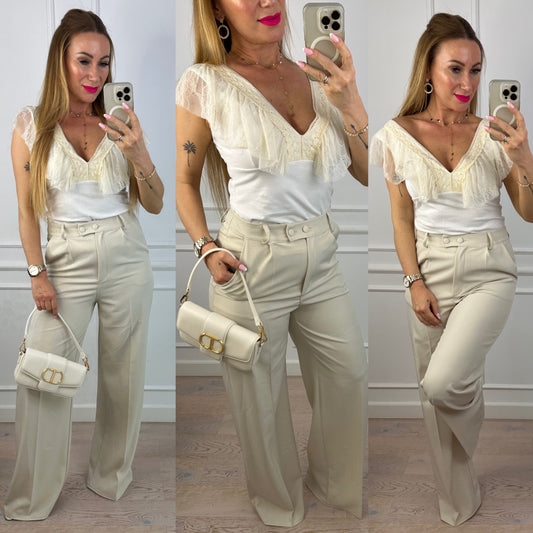 Bawełniana bluzka RIVA / KREMOWA