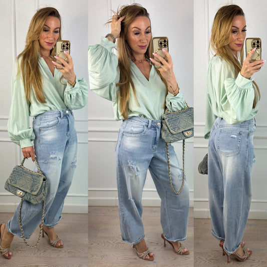 Bluzka z wiskozą NALINA / TURKUSOWA