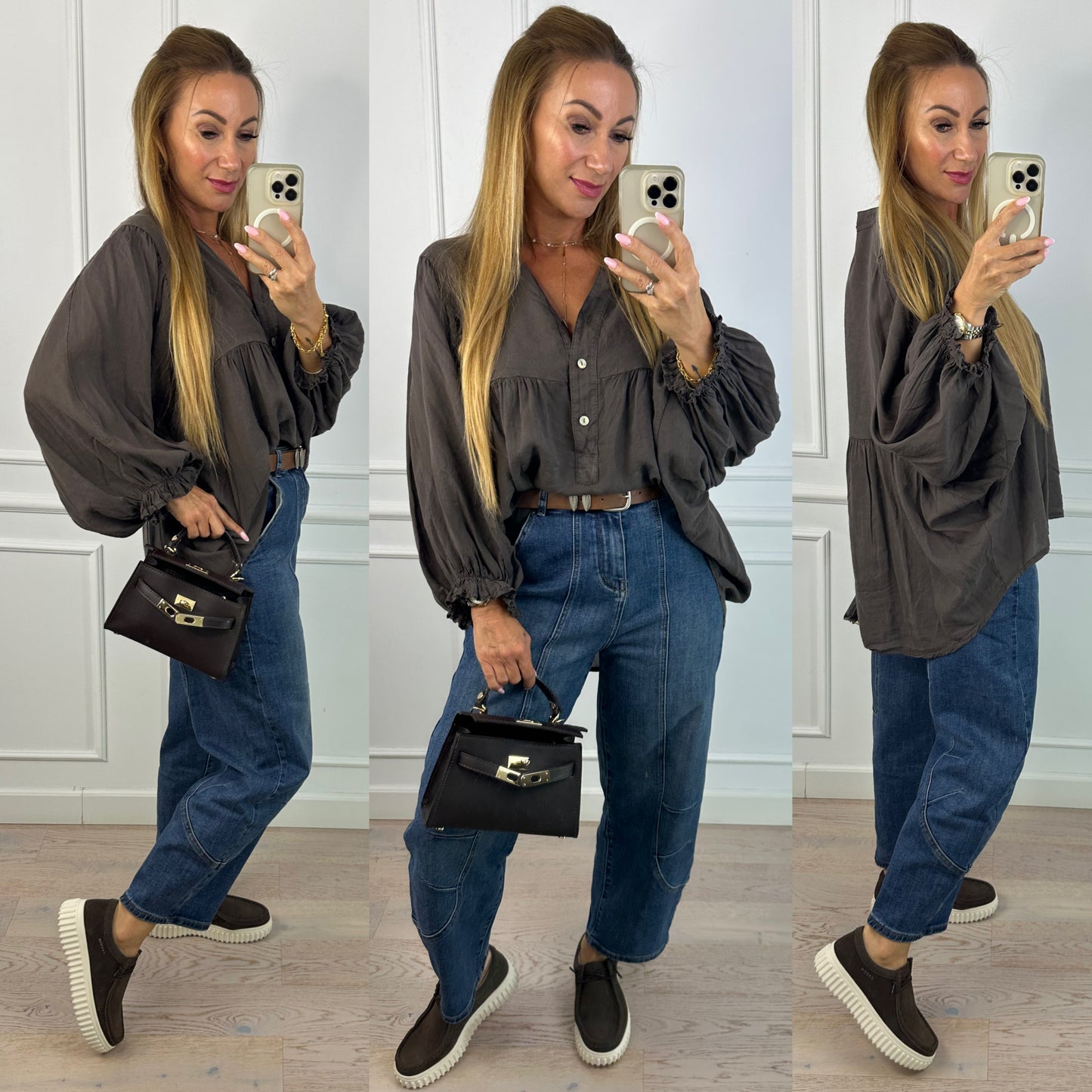 Bluzka z tencelu ISALIE / CZEKOLADOWA