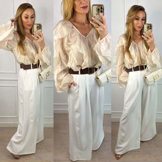 Bluzka z falbanami MADDALENA / KREMOWA