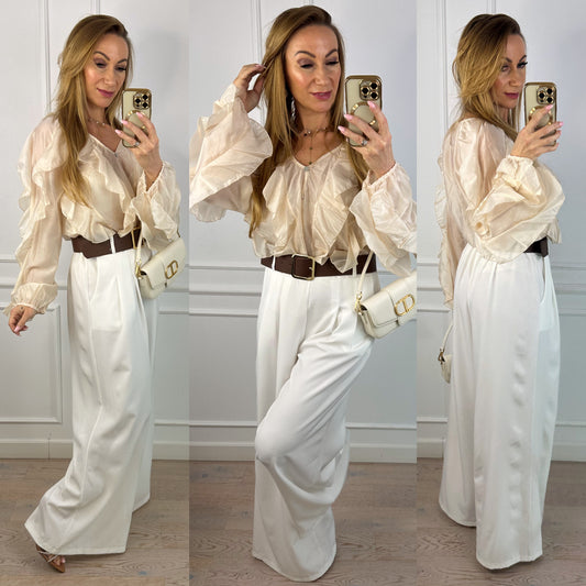 Bluzka z falbanami MADDALENA / KREMOWA