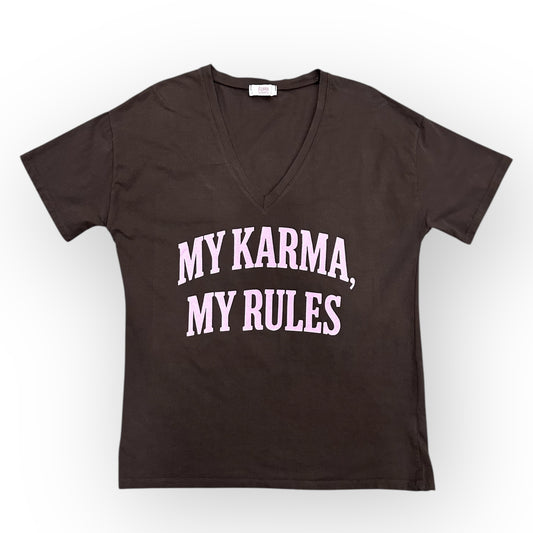 Bawełniany t-shirt RULES / CZEKOLADOWY