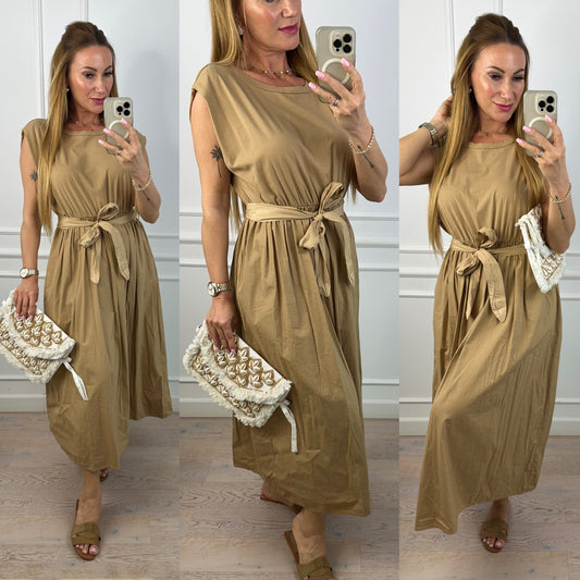 Sukienka z bawełny GISLA / CAMEL