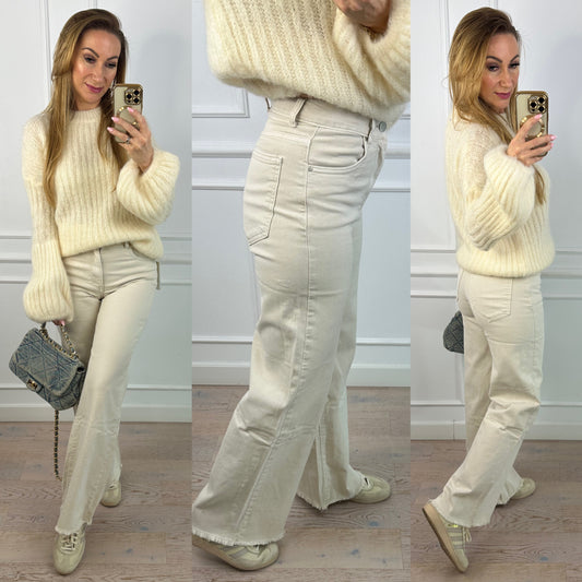 Spodnie jeansowe WIDE LEG FLINT / KREMOWE