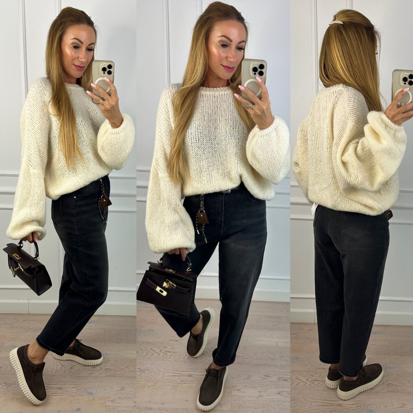 Sweter z wełną VILORY / KREMOWY