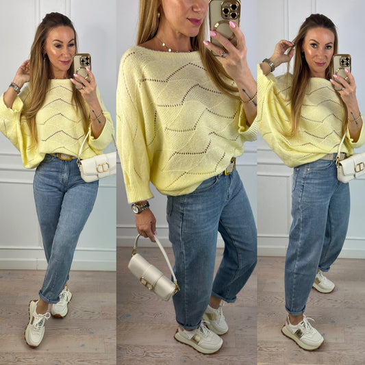 Sweter z wełną i moherem LIVIA / CYTRYNOWY