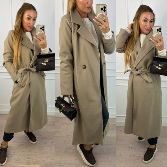 Flauszowy płaszcz MARLENE / TAUPE