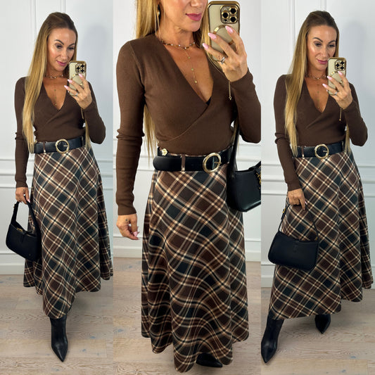 Bluzka z dzianiny AGRIA / BRĄZOWA