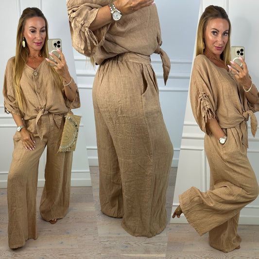Lniane spodnie CHLO / CAMEL