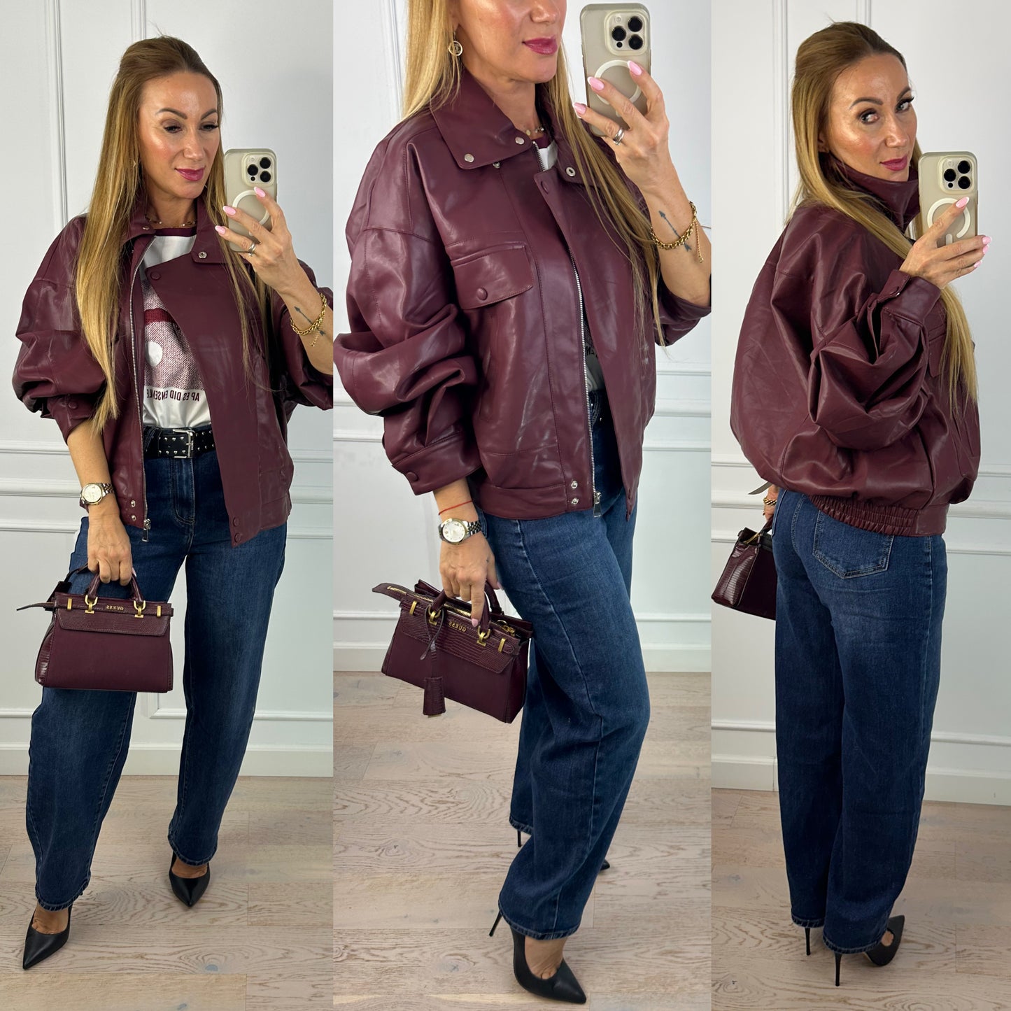 Bomberka z eko skóry RUNA / BORDOWA