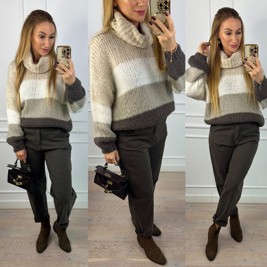 Sweter z wełną i moherem ANIS / BEŻOWY