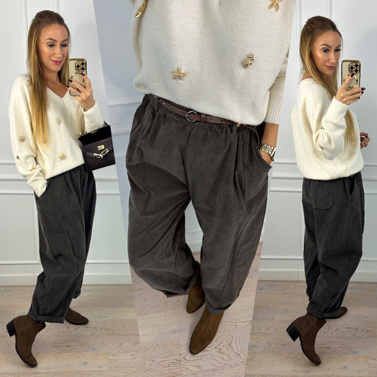 Sztruksowe spodnie LUZON / CZEKOLADOWE