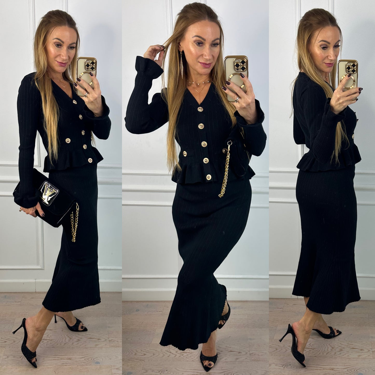 Dzianinowy komplet DEZZAN / CZARNY