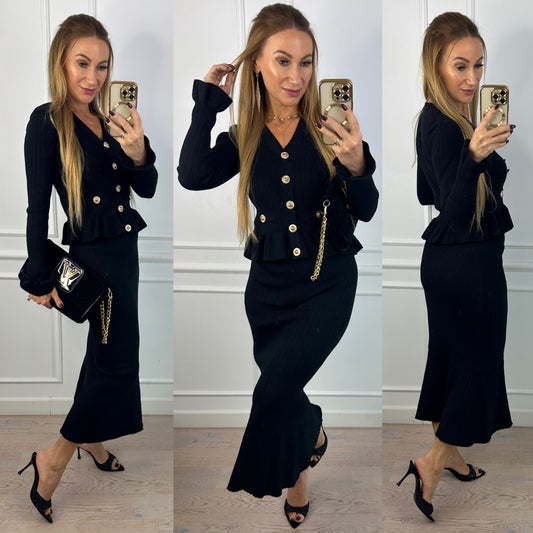 Dzianinowy komplet DEZZAN / CZARNY