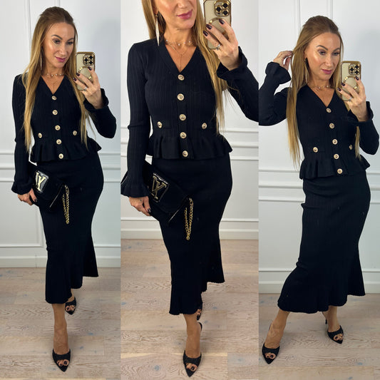 Dzianinowy komplet DEZZAN / CZARNY