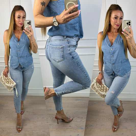 Spodnie SKINNY FIT DEFY / NIEBIESKIE