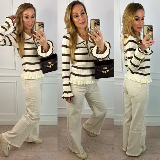 Dzianinowa bluzka ELOWEN / KREMOWA