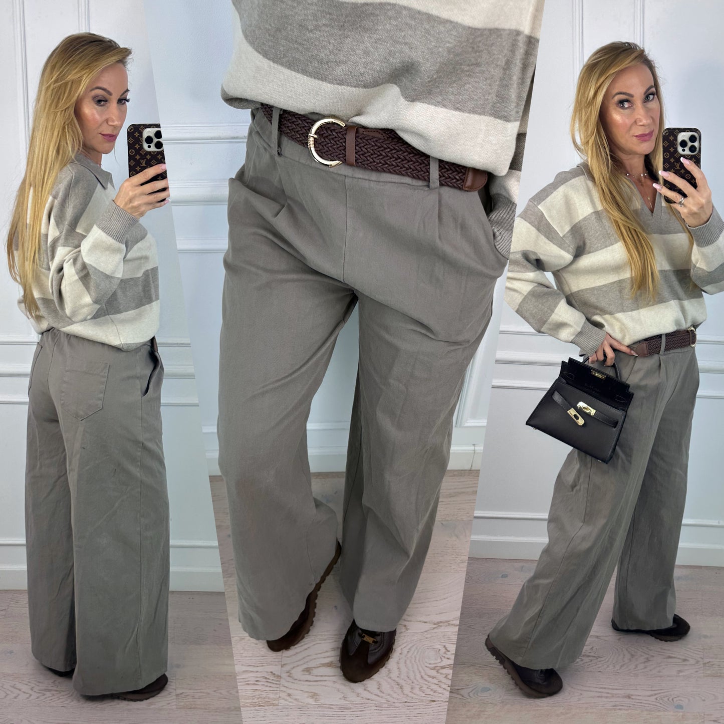 Bawełniane spodnie WIDE LEG DOWSON / FANGO
