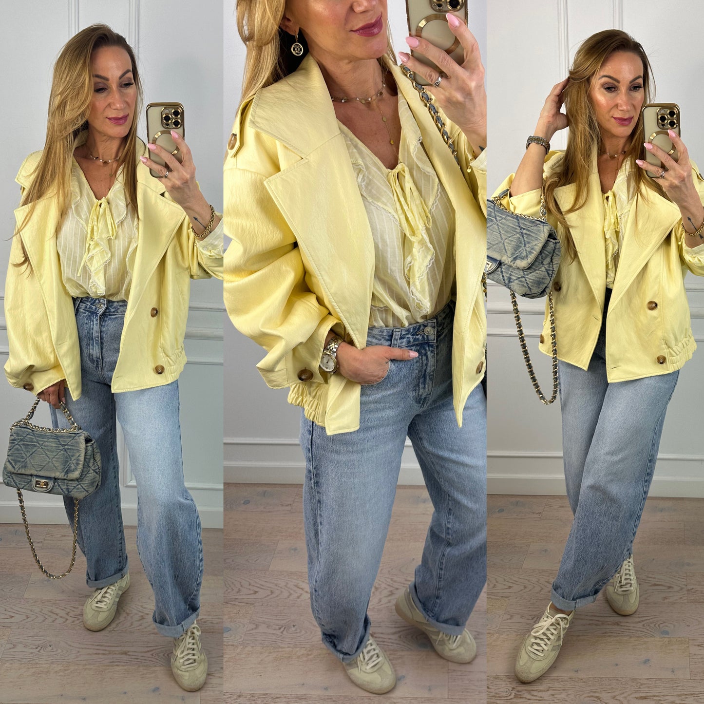 Kurtka z eko skóry BIRNEY / ŻÓŁTA