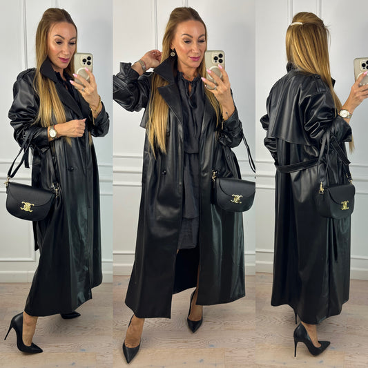 Trencz z eko skóry LUCAN / CZARNY