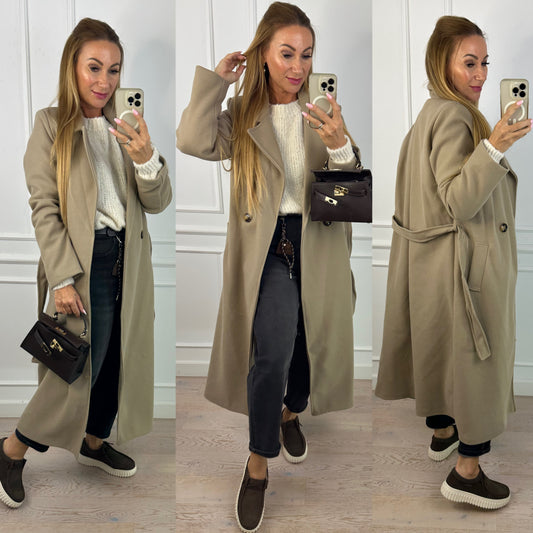 Flauszowy płaszcz MARLENE / TAUPE