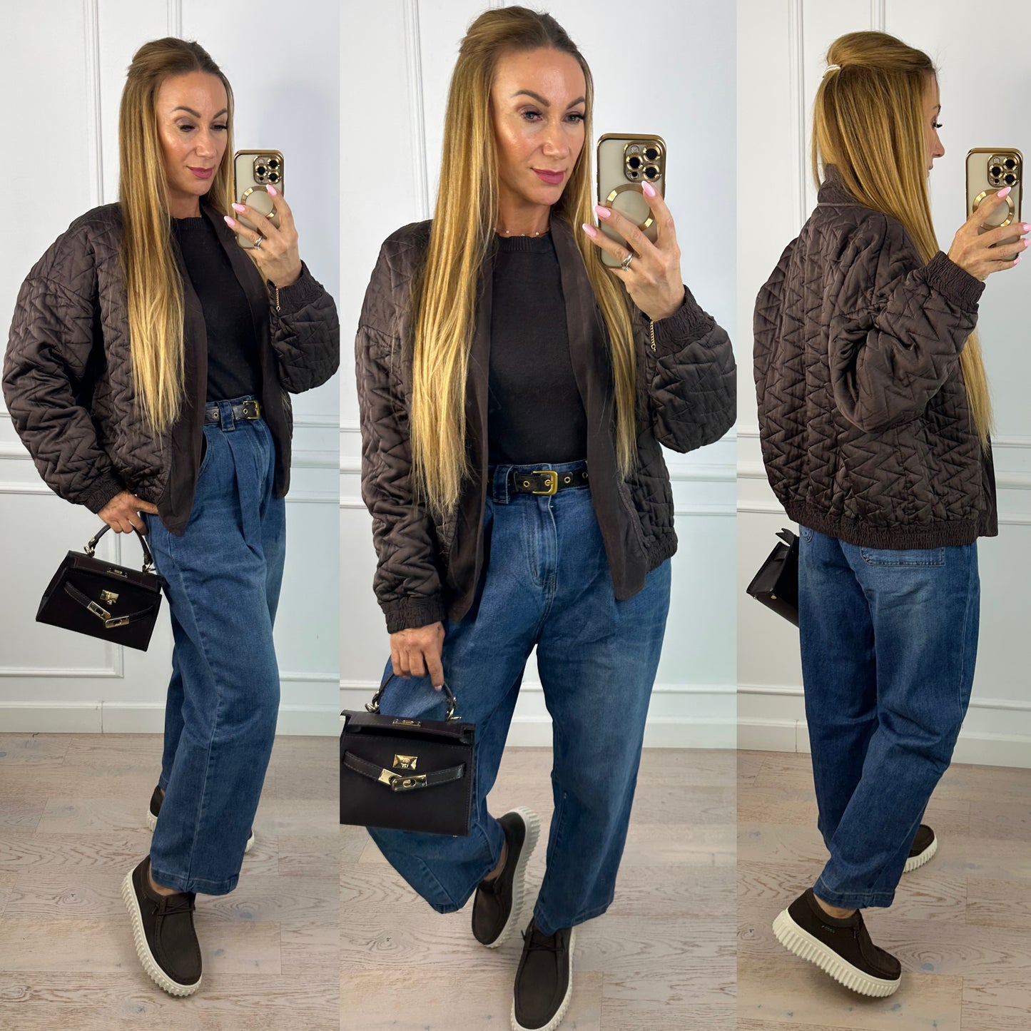 Pikowana kurtka z wiskozy FLYBY / CZEKOLADOWA