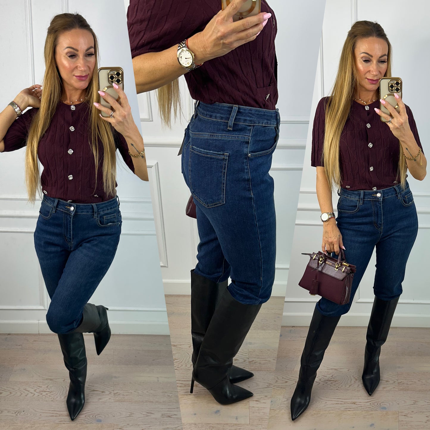 Spodnie jeansowe MOM FIT LINARI / GRANATOWE