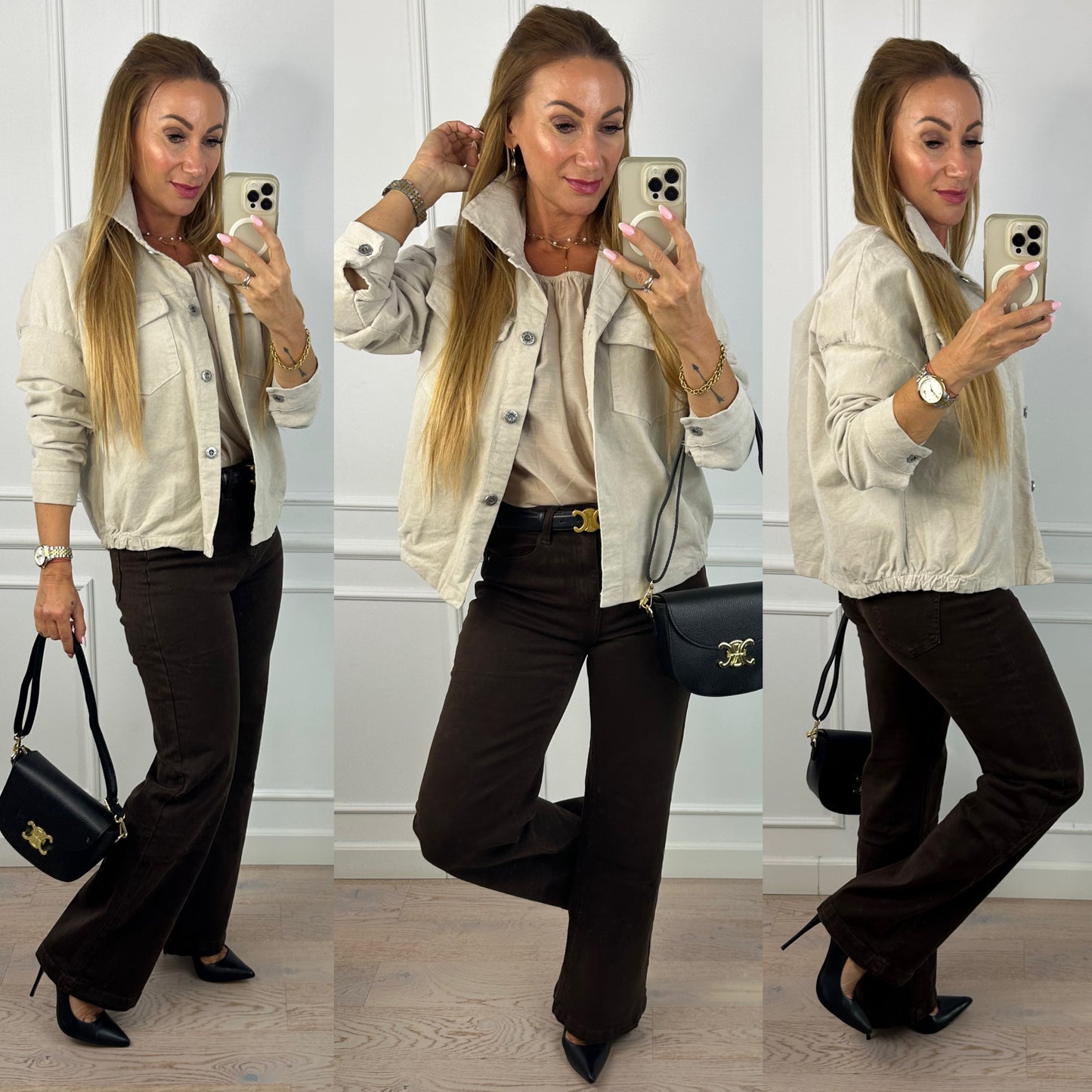 Kurtka sztruksowa KRISTIN / JASNY BEŻ