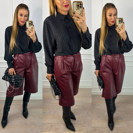 Koszula z błyszczącymi dżetami BATTINE / CZARNA